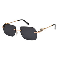 Panther | Black Medium Rim Less RECTANGLE Sunglasses for Men & Women [UV-protected]