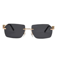 Panther | Black Medium Rim Less RECTANGLE Sunglasses for Men & Women [UV-protected]