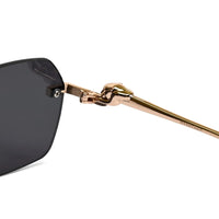 Panther | Black Medium Rim Less RECTANGLE Sunglasses for Men & Women [UV-protected]