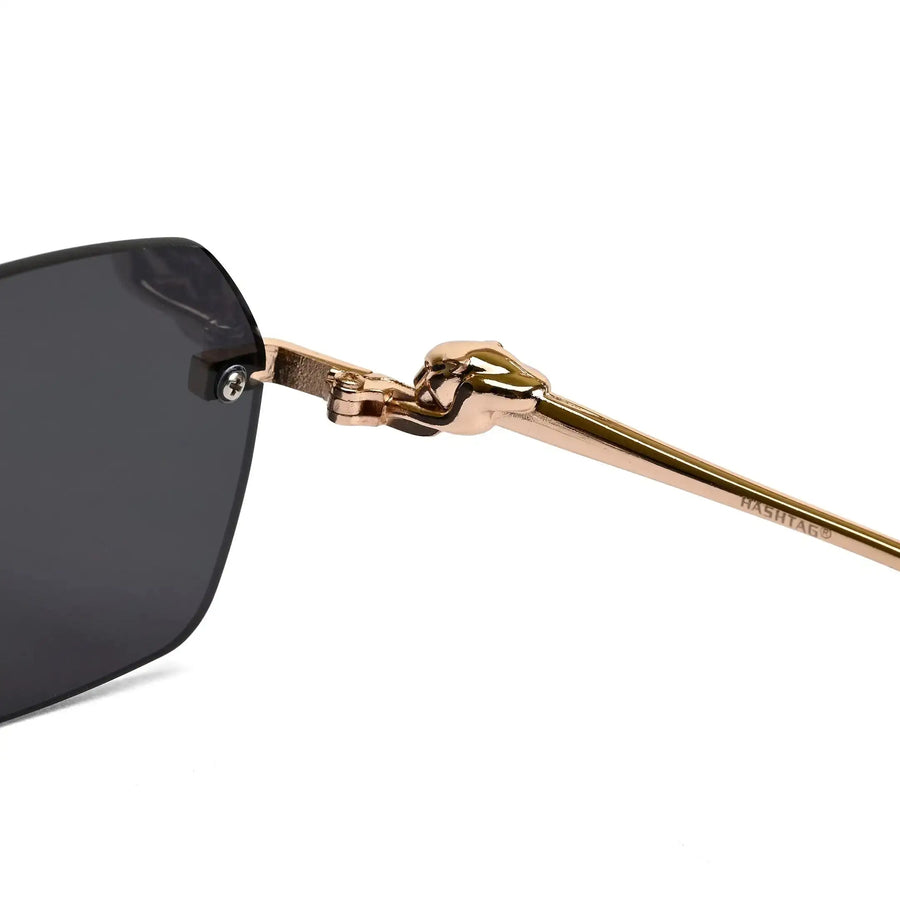 Panther | Black Medium Rim Less RECTANGLE Sunglasses for Men & Women [UV-protected]