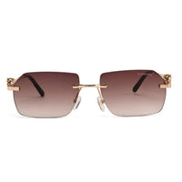Panther | Gradient Brown Medium Rim Less RECTANGLE Sunglasses for Men & Women [UV-protected]