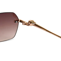 Panther | Gradient Brown Medium Rim Less RECTANGLE Sunglasses for Men & Women [UV-protected]