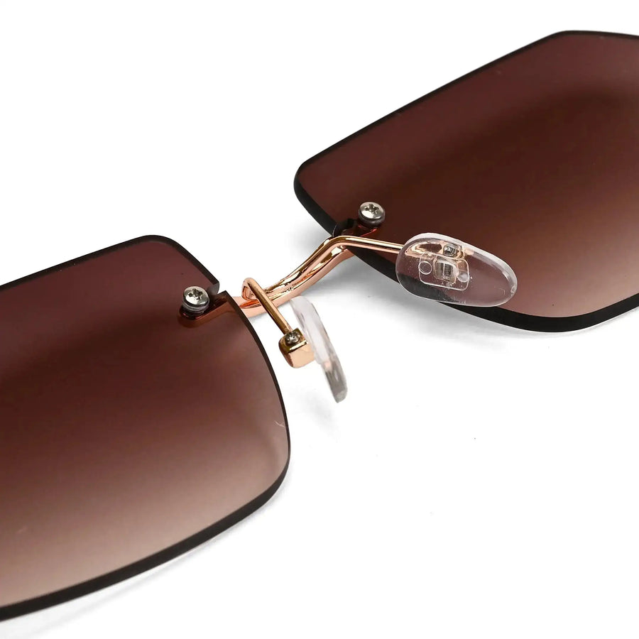 Panther | Gradient Brown Medium Rim Less RECTANGLE Sunglasses for Men & Women [UV-protected]