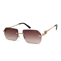 Panther | Gradient Brown Medium Rim Less RECTANGLE Sunglasses for Men & Women [UV-protected]