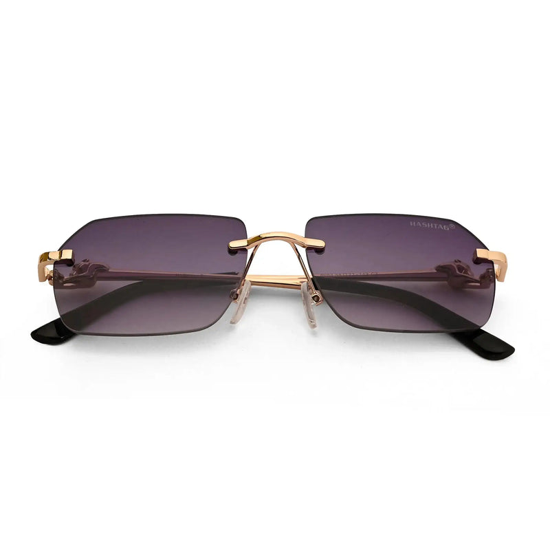 Panther | Gradient Purple Medium Rim Less RECTANGLE Sunglasses for Men & Women [UV-protected]