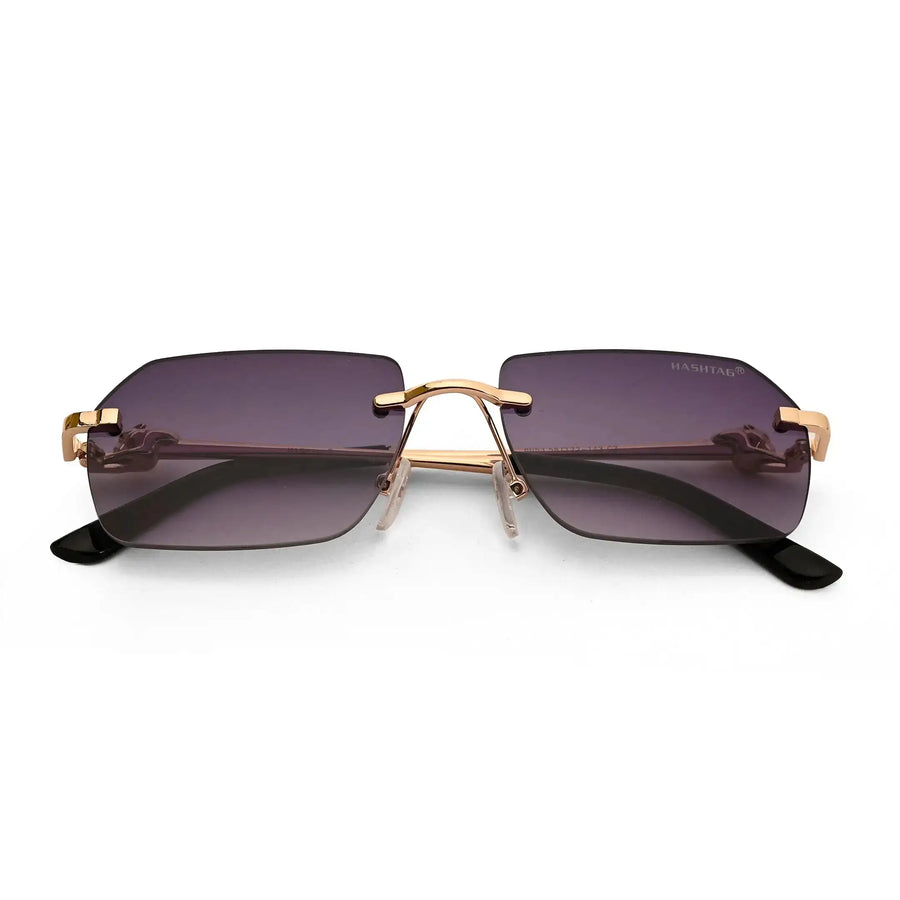 Panther | Gradient Purple Medium Rim Less RECTANGLE Sunglasses for Men & Women [UV-protected]