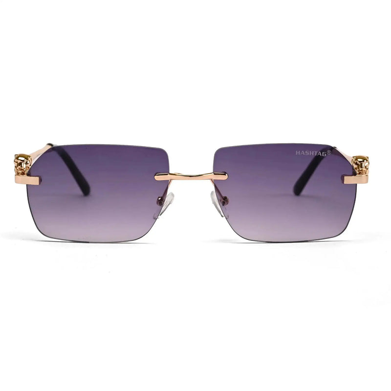 Panther | Gradient Purple Medium Rim Less RECTANGLE Sunglasses for Men & Women [UV-protected]