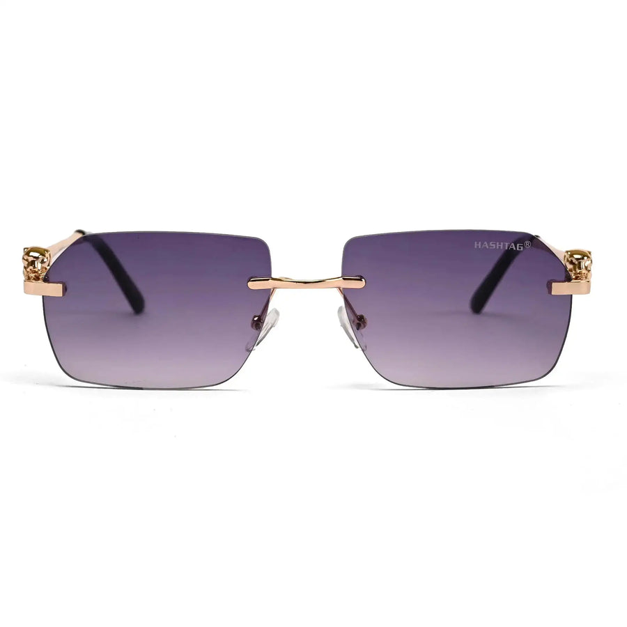 Panther | Gradient Purple Medium Rim Less RECTANGLE Sunglasses for Men & Women [UV-protected]