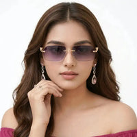 Panther | Gradient Purple Medium Rim Less RECTANGLE Sunglasses for Men & Women [UV-protected]