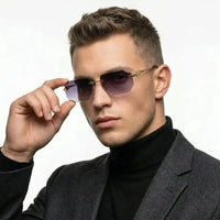 Panther | Gradient Purple Medium Rim Less RECTANGLE Sunglasses for Men & Women [UV-protected]