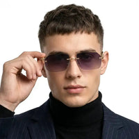 Panther | Gradient Purple Medium Rim Less RECTANGLE Sunglasses for Men & Women [UV-protected]