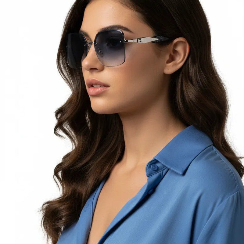Parion Gradient Black and Silver Medium Full Rim Oversized Sunglasses for Women — Hashtag Eyewears