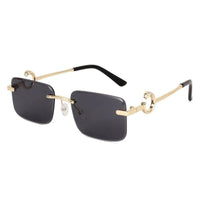Phantoria Black Small Rim Less Rectangle Sunglasses for Men & Women — Hashtag Eyewears