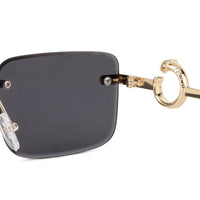 Phantoria Black Small Rim Less Rectangle Sunglasses for Men & Women — Hashtag Eyewears