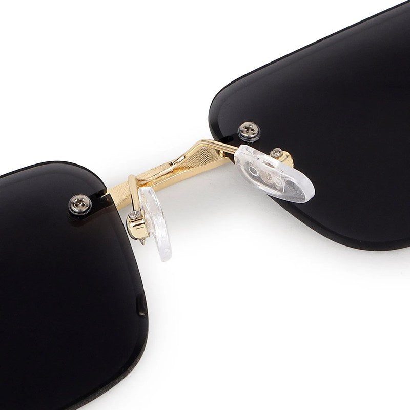 Phantoria Black Small Rim Less Rectangle Sunglasses for Men & Women — Hashtag Eyewears
