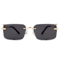 Phantoria Black Small Rim Less Rectangle Sunglasses for Men & Women — Hashtag Eyewears