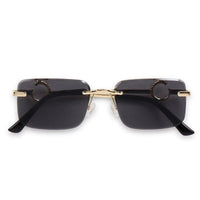 Phantoria Black Small Rim Less Rectangle Sunglasses for Men & Women — Hashtag Eyewears