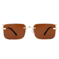 Phantoria Brown Small Rim Less Rectangle Sunglasses for Men & Women — Hashtag Eyewears
