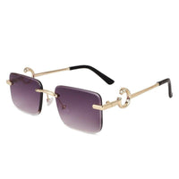 Phantoria Gradient Purple Small Rim Less Rectangle Sunglasses for Men & Women — Hashtag Eyewears
