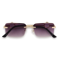 Phantoria Gradient Purple Small Rim Less Rectangle Sunglasses for Men & Women — Hashtag Eyewears
