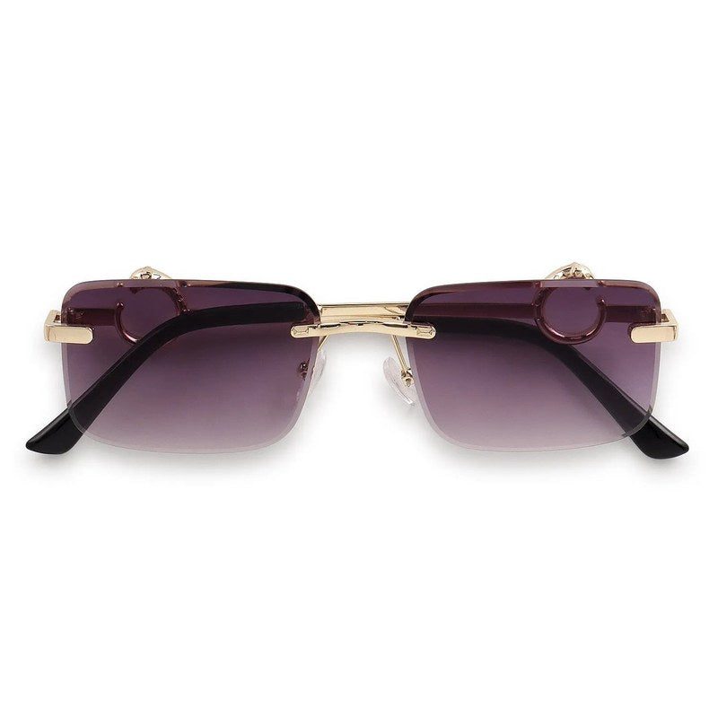 Phantoria Gradient Purple Small Rim Less Rectangle Sunglasses for Men & Women — Hashtag Eyewears