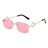 Phantoria Pink Small Rim Less Rectangle Sunglasses for Men & Women — Hashtag Eyewears
