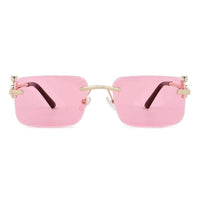 Phantoria Pink Small Rim Less Rectangle Sunglasses for Men & Women — Hashtag Eyewears