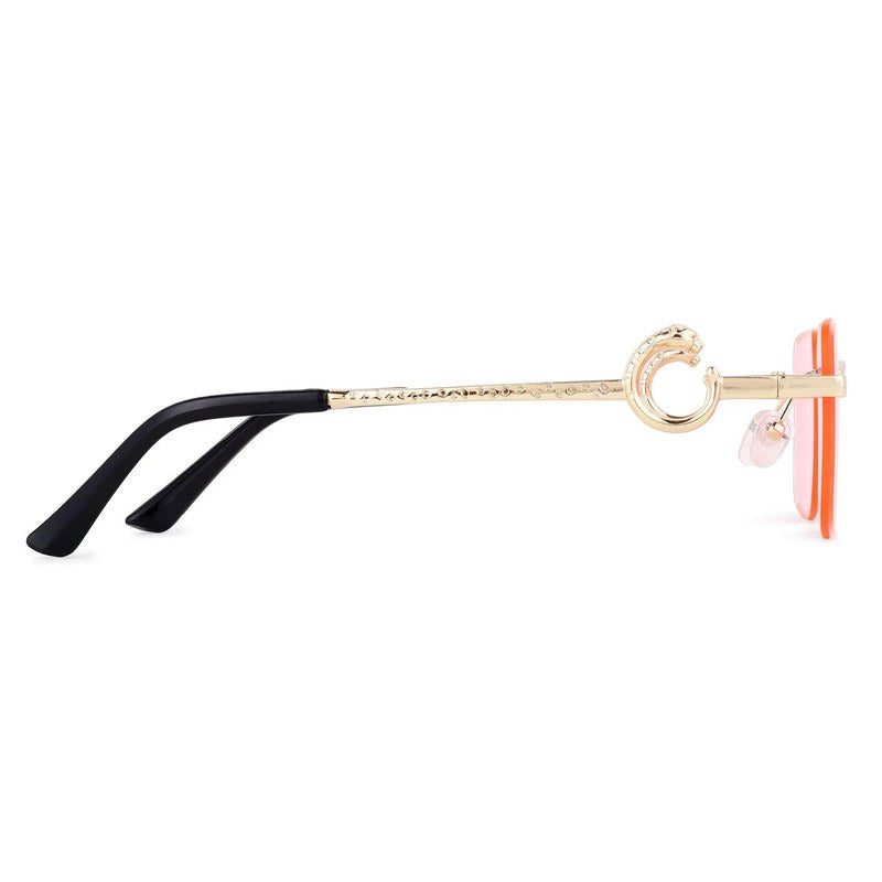 Phantoria Pink Small Rim Less Rectangle Sunglasses for Men & Women — Hashtag Eyewears