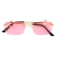 Phantoria Pink Small Rim Less Rectangle Sunglasses for Men & Women — Hashtag Eyewears