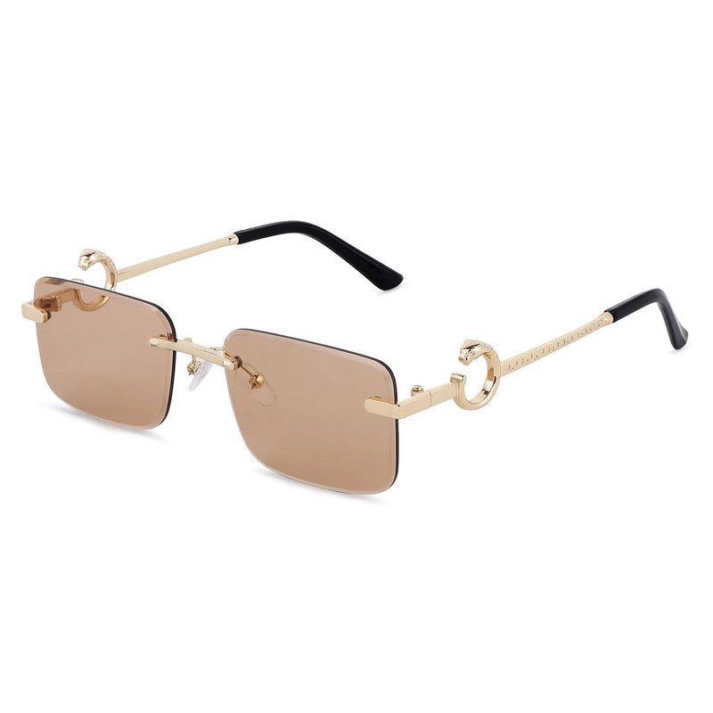 Phantoria Yellow Small Rim Less Rectangle Sunglasses for Men & Women — Hashtag Eyewears