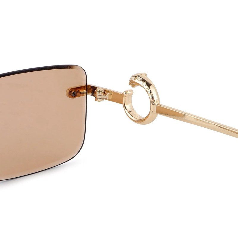 Phantoria | Yellow Small Rim Less Rectangle Sunglasses for Men & Women [UV-protected]