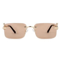 Phantoria Yellow Small Rim Less Rectangle Sunglasses for Men & Women — Hashtag Eyewears