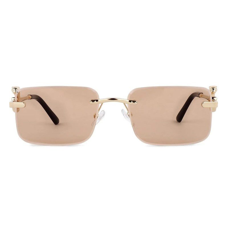 Phantoria Yellow Small Rim Less Rectangle Sunglasses for Men & Women — Hashtag Eyewears