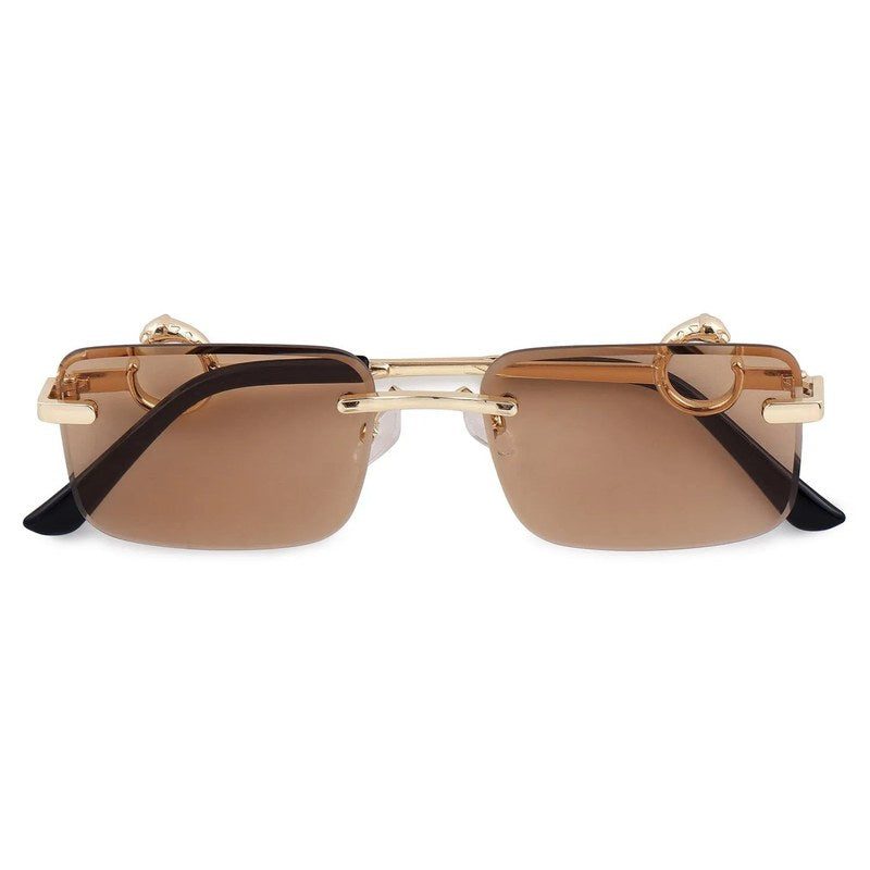 Phantoria | Yellow Small Rim Less Rectangle Sunglasses for Men & Women [UV-protected]