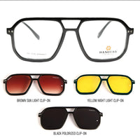Phoenix | Black Medium Full Rim Square Clip-on for Men & Women [Clip-on]