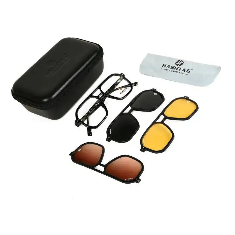 Phoenix | Black Texture Medium Full Rim Heptagonal Clip-on for Men [Clip-on]