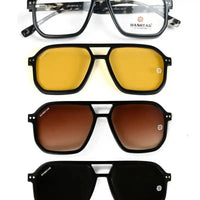 Phoenix | Black Texture Medium Full Rim Heptagonal Clip-on for Men [Clip-on]