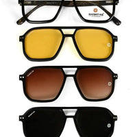 Phoenix | Brown Leaf Texture Medium Full Rim Heptagonal Clip-on for Men [Clip-on]