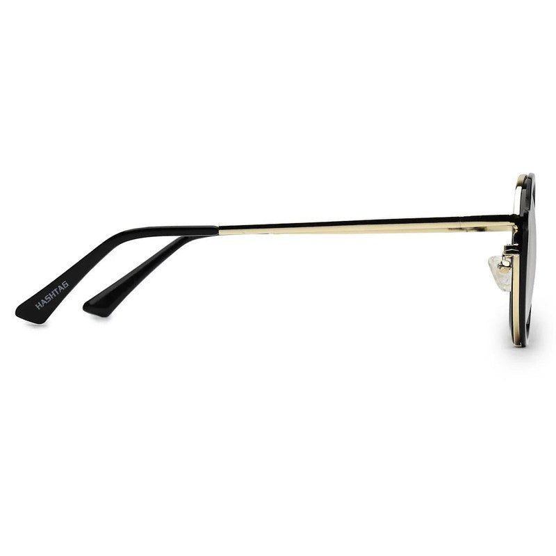 Photogrey Black & Golden Medium Full Rim Round Sunglasses for Men & Women — Hashtag Eyewears
