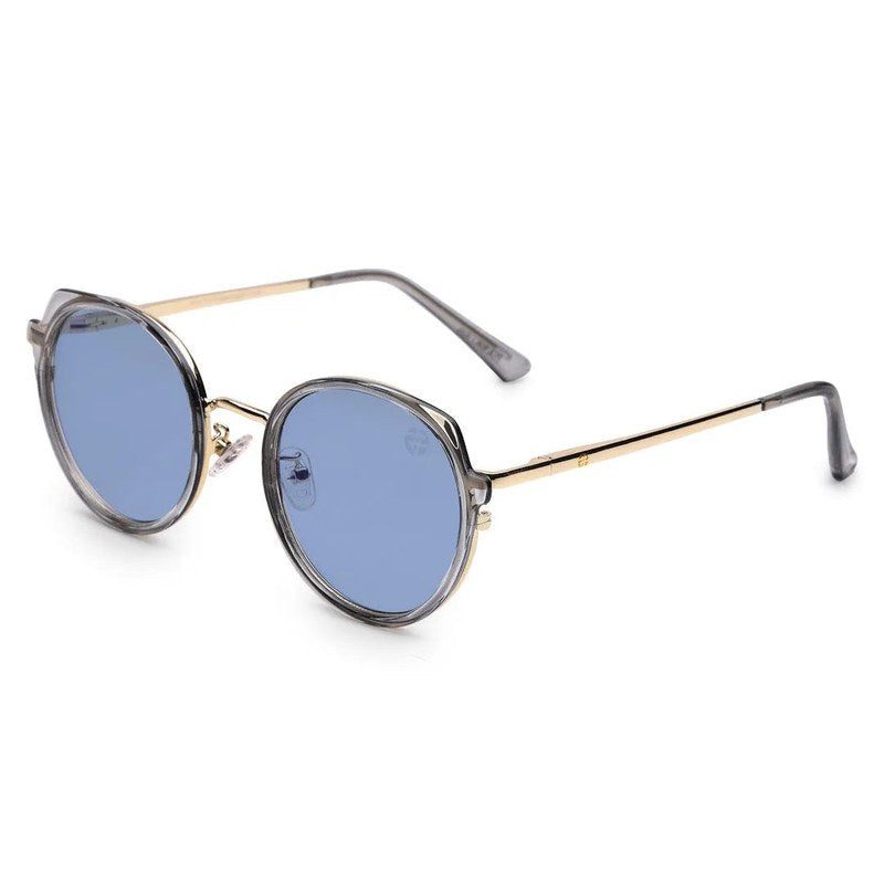 Photogrey | Grey & Golden Medium Full Rim Round Sunglasses for Men & Women [Photochromic]
