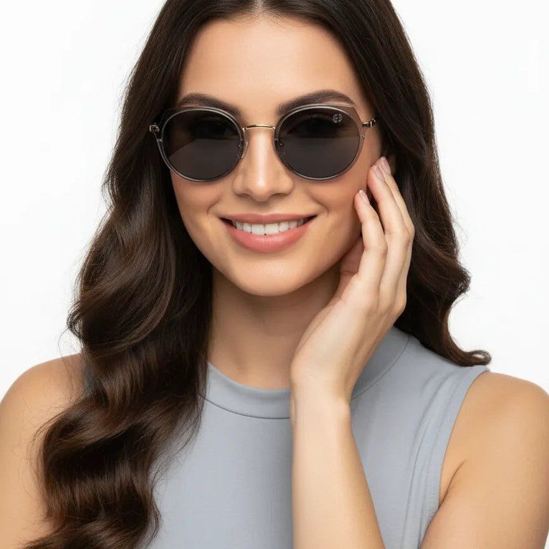 Photogrey Grey & Golden Medium Full Rim Round Sunglasses for Men & Women — Hashtag Eyewears