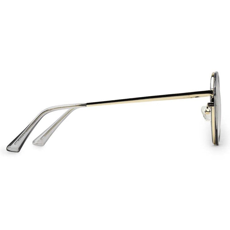 Photogrey | Grey & Golden Medium Full Rim Round Sunglasses for Men & Women [Photochromic]