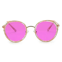 Photogrey Texture Pink & Golden Medium Full Rim Round Sunglasses for Men & Women — Hashtag Eyewears
