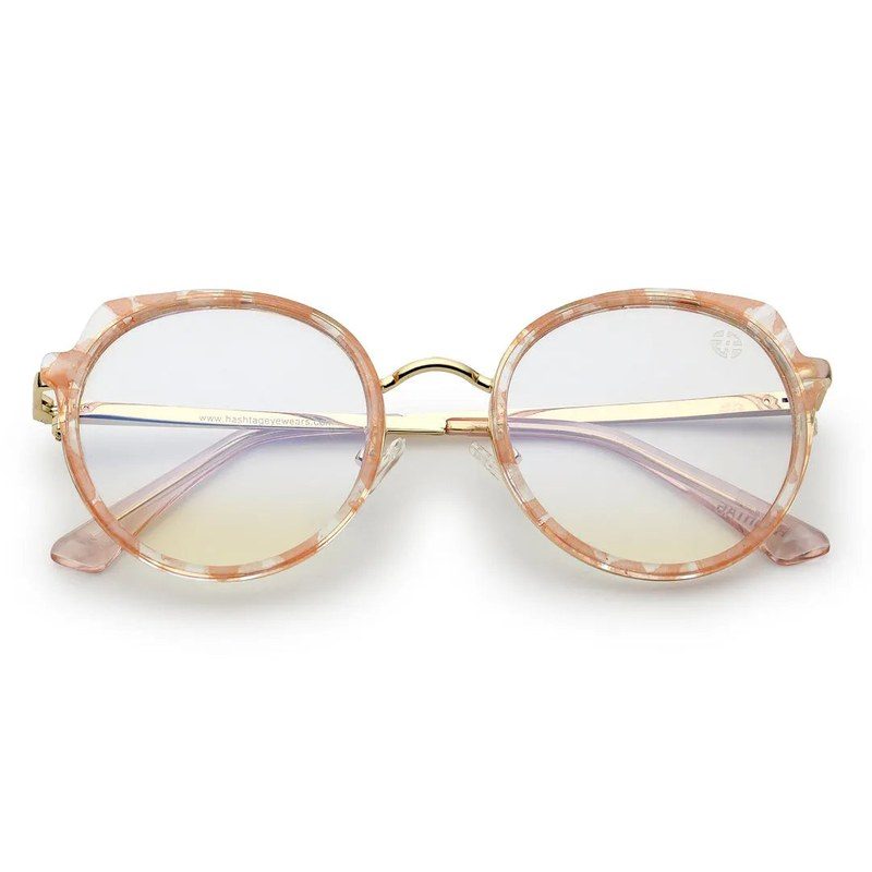 Photogrey Texture Pink & Golden Medium Full Rim Round Sunglasses for Men & Women — Hashtag Eyewears