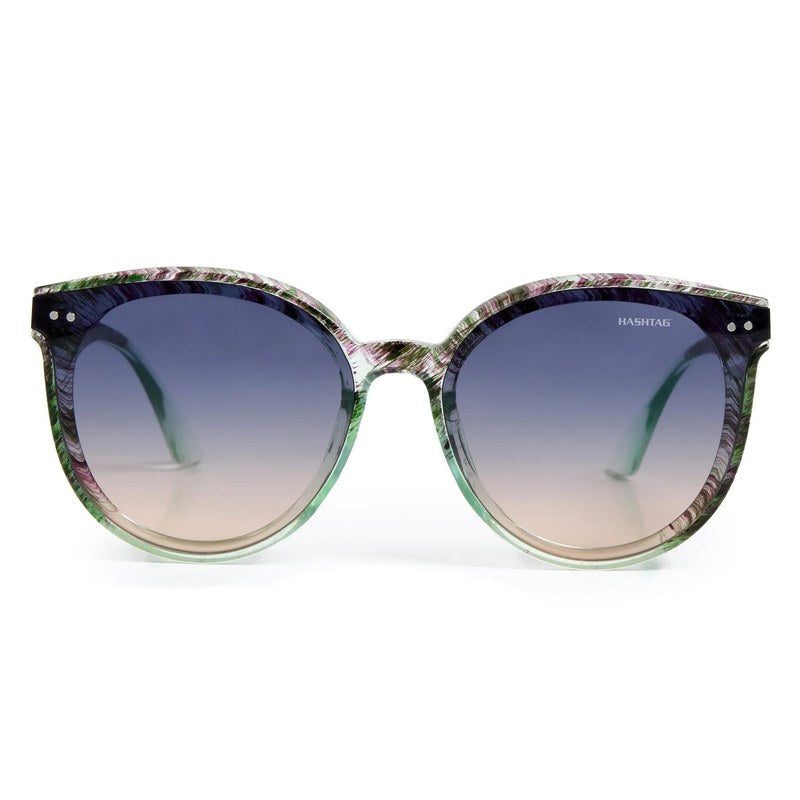Pinnacle Black Green Texture Medium Full Rim Round Sunglasses for Men & Women — Hashtag Eyewears