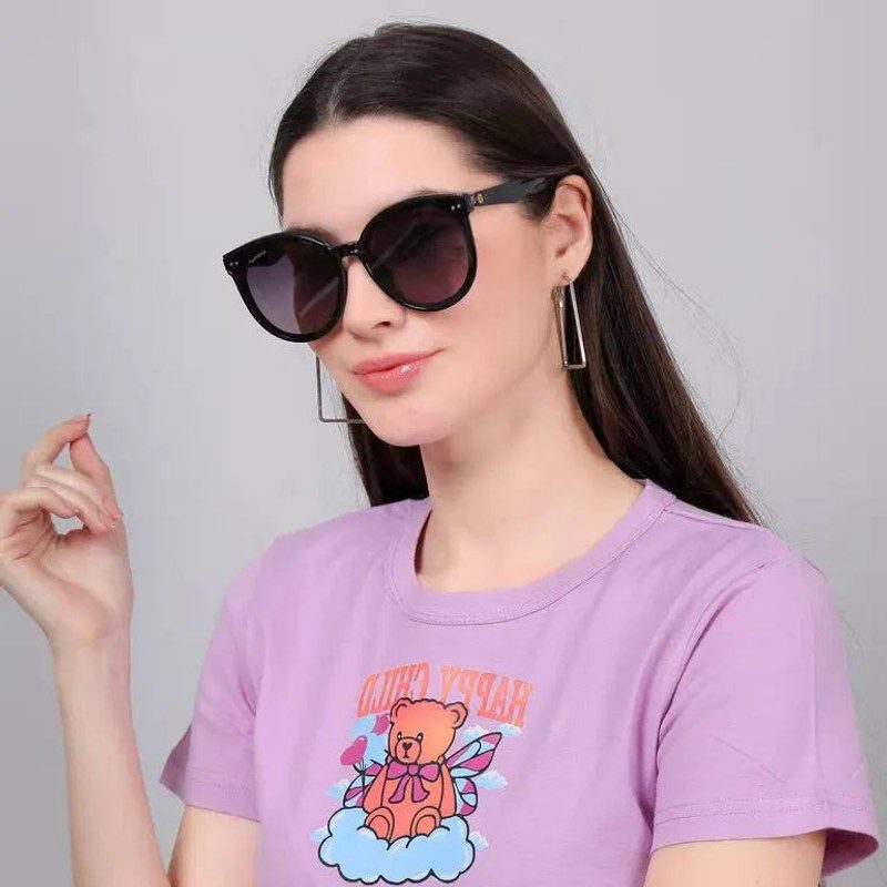 Pinnacle Black Purple Texture Medium Full Rim Round Sunglasses for Men & Women — Hashtag Eyewears