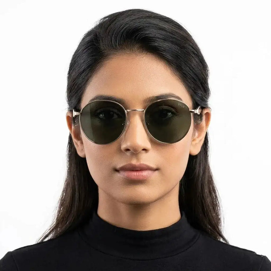 Platinum | Green Medium Full Rim Oval Sunglasses for Men & Women [UV-protected]