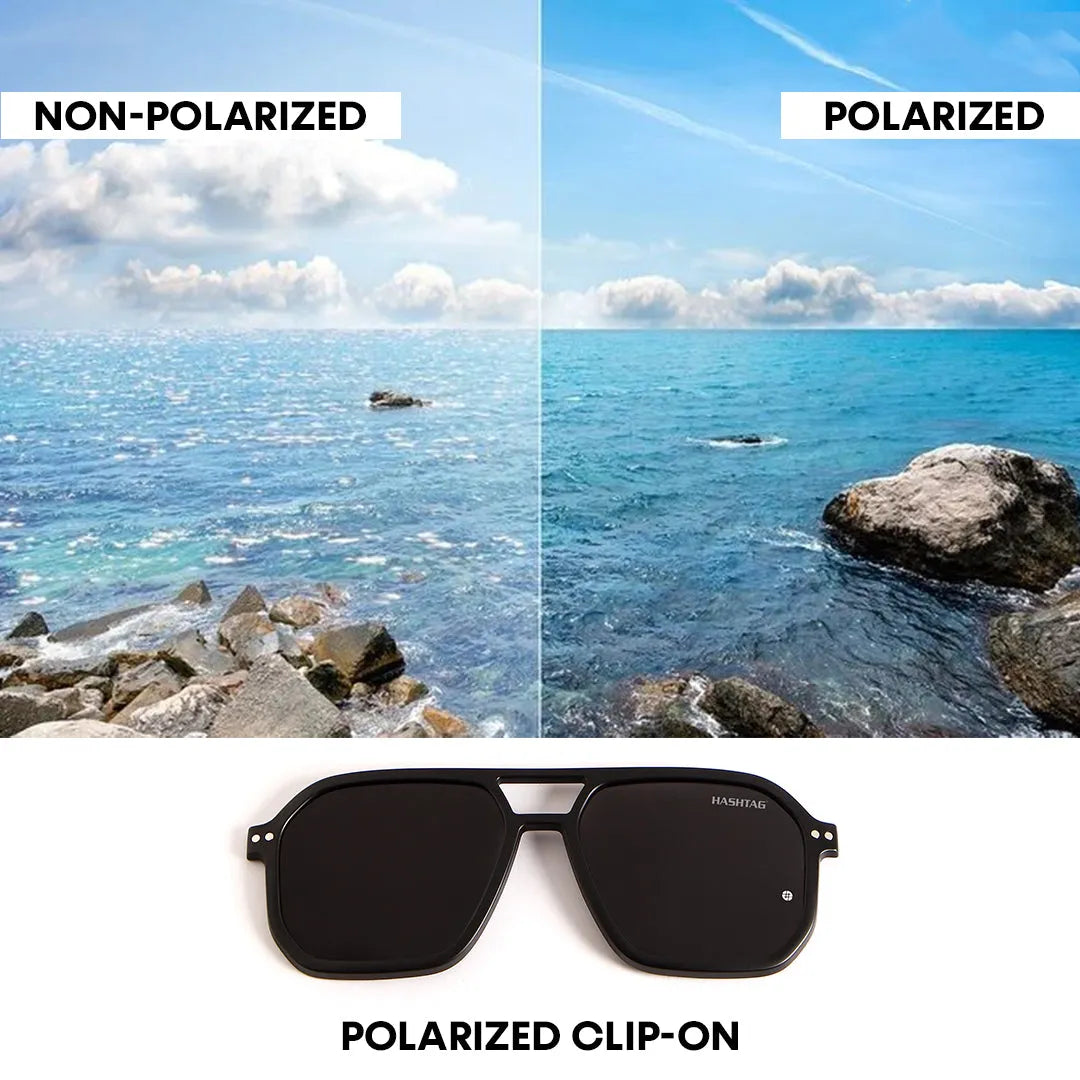 Phoenix | Black Medium Full Rim Square Clip-on for Men & Women [Clip-on]