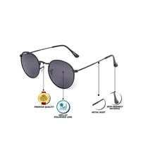 Prismara Black Small Full Rim Oval Sunglasses for Men & Women — Hashtag Eyewears