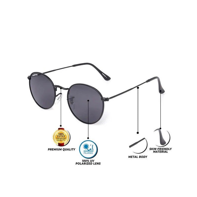 Prismara Black Small Full Rim Oval Sunglasses for Men & Women — Hashtag Eyewears